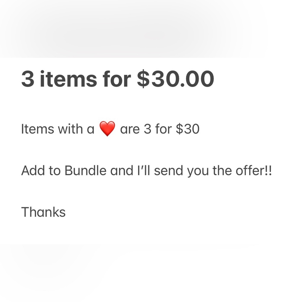 3 Items for $30.00 Promotion